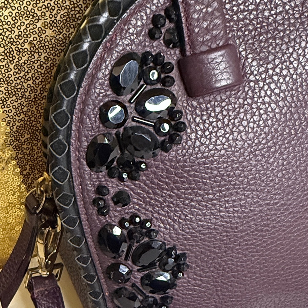 Kate Spade Anderson Way Reiley embellished satchel in deep plum pebbled leather - Picture 3 of 16